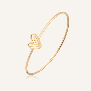 AJA Amora Kalp Figürlü Taşsız Kelepçe Bileklik | 14 Ayar Altın