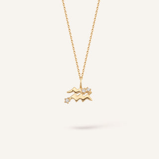 Aquarius - Kova Burcu Kolye | 14 Ayar Altın