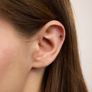 Astral Yıldız Figürlü Taşsız Kulak Piercing | 14 Ayar Altın