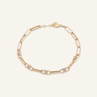 Heart Bond Kalpli Ataç Zincir Bileklik | 14 Ayar Altın