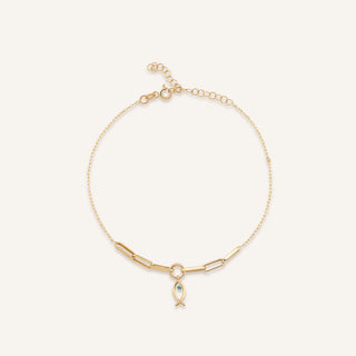 AJA Nerida Balık Figürlü Ataç Zincirli Bileklik | 14 Ayar Altın