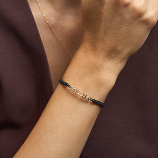 Black Monogram Bileklik | 14 Ayar Altın