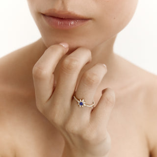 Blue Lily Yüzük | 14 Ayar Altın