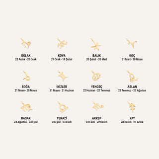 Burç Charm | 14 Ayar Altın