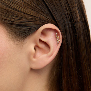 Claire Yay Figürlü Baget ve Yuvarlak Taşlı Kulak Piercing | 14 Ayar Altın