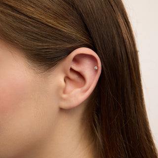 Comet Tek Taşlı Kulak Piercing | 14 Ayar Altın