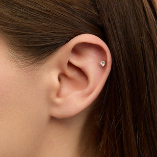 Dahlia Damla Kesim Taşlı Kulak Piercing | 14 Ayar Altın