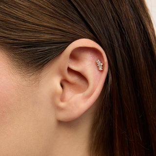 Daphne Yay Figürlü Markiz Kesim Çok Taşlı Kulak Piercing | 14 Ayar Altın