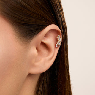 Davis Yay Figürlü Damla Taşlı Kulak Piercing | 14 Ayar Altın