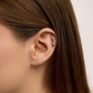 Davis Yay Figürlü Damla Taşlı Kulak Piercing | 14 Ayar Altın