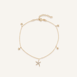 AJA Doria Deniz Yıldızı Figürlü Taş Dizili Halhal | 14 Ayar Altın