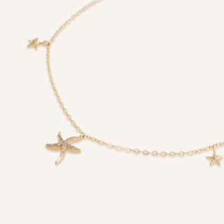 AJA Doria Deniz Yıldızı Figürlü Taş Dizili Halhal | 14 Ayar Altın