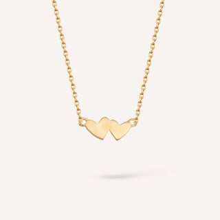 Double Heart Kolye | 14 Ayar Altın