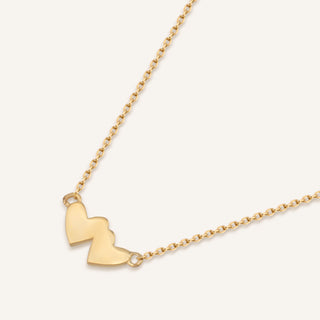 Double Heart Kolye | 14 Ayar Altın