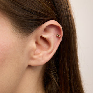 Dragonfly Yusufçuk Figürlü Taşsız Kulak Piercing | 14 Ayar Altın