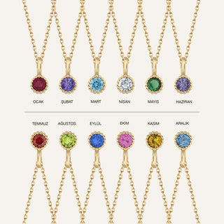 Ekim Doğum Taşı Kolye | 14 Ayar Altın