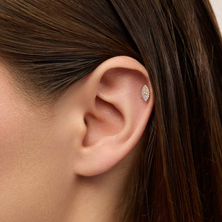 Eye Göz Figürlü Çok Taşlı Kulak Piercing | 14 Ayar Altın