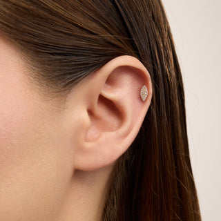 Eye Göz Figürlü Çok Taşlı Kulak Piercing | 14 Ayar Altın