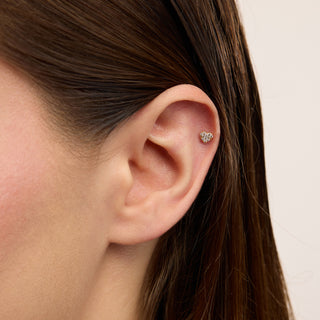 Forever Kalp Figürlü Çok Taşlı Kulak Piercing | 14 Ayar Altın