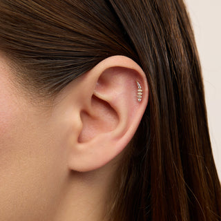 Foster Kuyruklu Yıldız Figürlü Çok Taşlı Kulak Piercing | 14 Ayar Altın