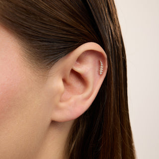 Foster Kuyruklu Yıldız Figürlü Çok Taşlı Kulak Piercing | 14 Ayar Altın