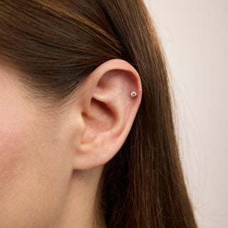 Dot Tek Taşlı Kulak Piercing | 14 Ayar Altın