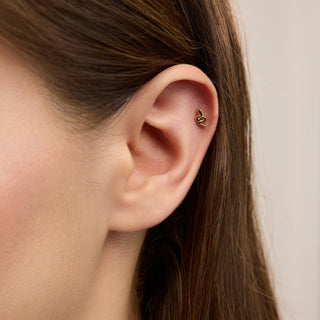 Small Gold Snake Yılan Figürlü Minimal Kulak Piercing | 14 Ayar Altın