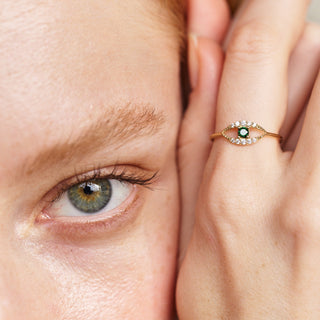 Green Eye Yüzük | 14 Ayar Altın
