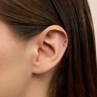 Helena Yay Figürlü Çok Taşlı Kulak Piercing | 14 Ayar Altın