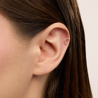 Helena Yay Figürlü Çok Taşlı Kulak Piercing | 14 Ayar Altın