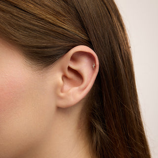 Joy Şimşek Figürlü Çok Taşlı Kulak Piercing | 14 Ayar Altın