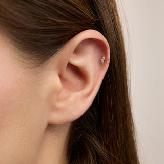 Joy Şimşek Figürlü Çok Taşlı Kulak Piercing | 14 Ayar Altın