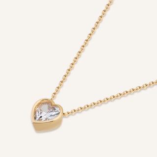 AJA Clara Kalp Taşlı Kolye | 14 Ayar Altın