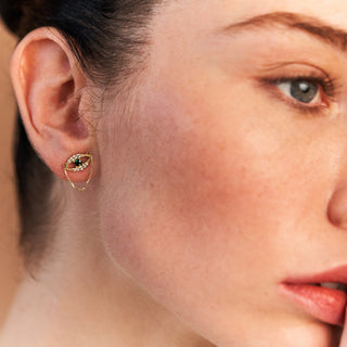 Green Eyes Küpe | 14 Ayar Altın