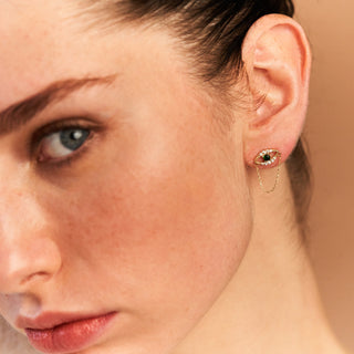 Green Eyes Küpe | 14 Ayar Altın