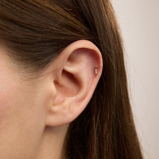 Kristen Yıldız Figürlü Çok Taşlı Kulak Piercing | 14 Ayar Altın