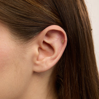 Leaf Yaprak Figürlü Minimal Kulak Piercing | 14 Ayar Altın