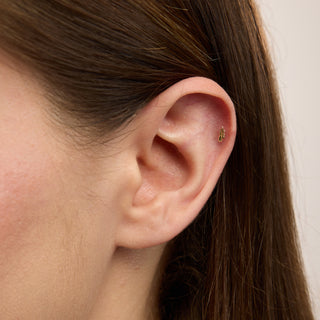 Leaf Yaprak Figürlü Minimal Kulak Piercing | 14 Ayar Altın