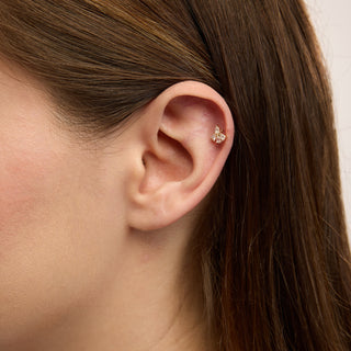 Lionel Lotus Figürlü Damla Kesim Taşlı Kulak Piercing | 14 Ayar Altın