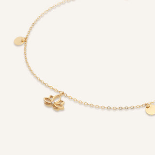 AJA Lotara Lotus Çiçeği Pullu Taşlı Halhal | 14 Ayar Altın