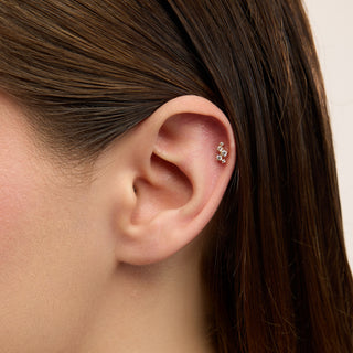 Louise Takımyıldızı Figürlü Yuvarlak Çok Taşlı Kulak Piercing | 14 Ayar Altın