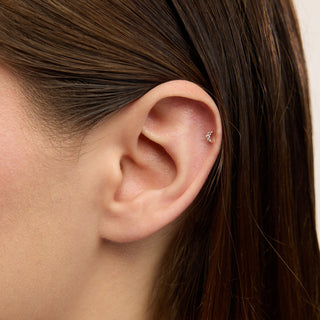 Maria Hilal ve Ay Figürlü Kulak Piercing | 14 Ayar Altın