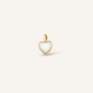 Mini White Heart Charm | 14 Ayar Altın