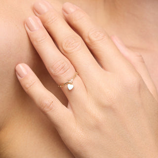 Mini White Heart Charm | 14 Ayar Altın