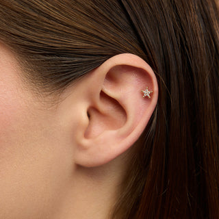 Nivora Sheriff Yıldızı Figürlü Kulak Piercing | 14 Ayar Altın