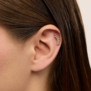 Nova Yay Figürlü Baget Taşlı Kulak Piercing | 14 Ayar Altın