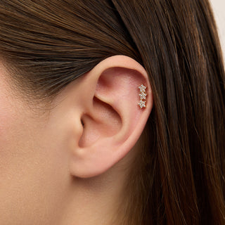 Octavia Yıldız Figürlü Çok Taşlı Kulak Piercing | 14 Ayar Altın