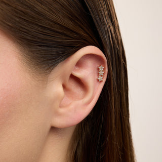 Octavia Yıldız Figürlü Çok Taşlı Kulak Piercing | 14 Ayar Altın