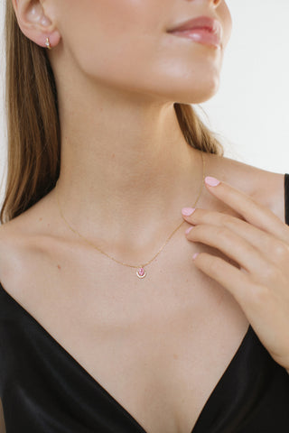 Pink Glitter Kolye | 14 Ayar Altın