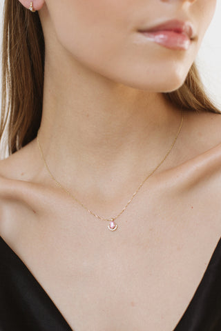 Pink Glitter Kolye | 14 Ayar Altın